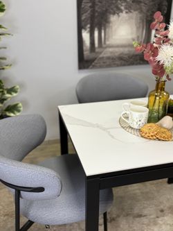 Стол KENNER LK1000 черный/керамика GLORIA WHITE