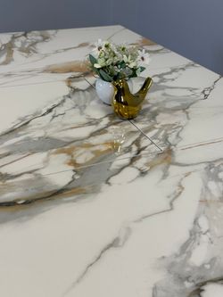 Стол KENNER KR1200 черный/керамика мрамор золотой глянец