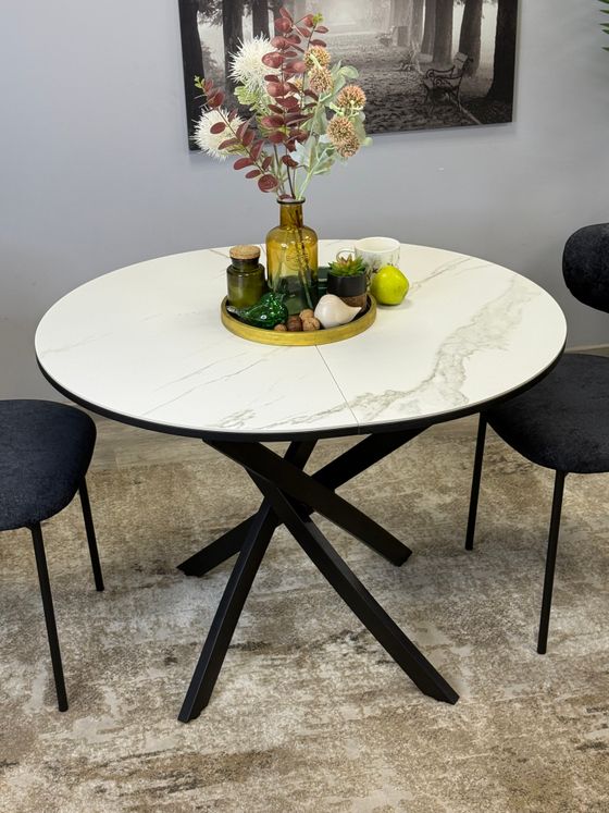 Стол KENNER R1000s черный/керамика мрамор белый