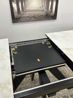 Стол DL1300 черный/керамика белая глянец