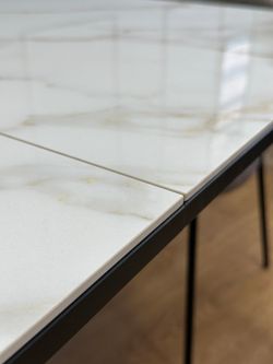 Стол KENNER KR1200 черный/керамика мрамор белый глянец