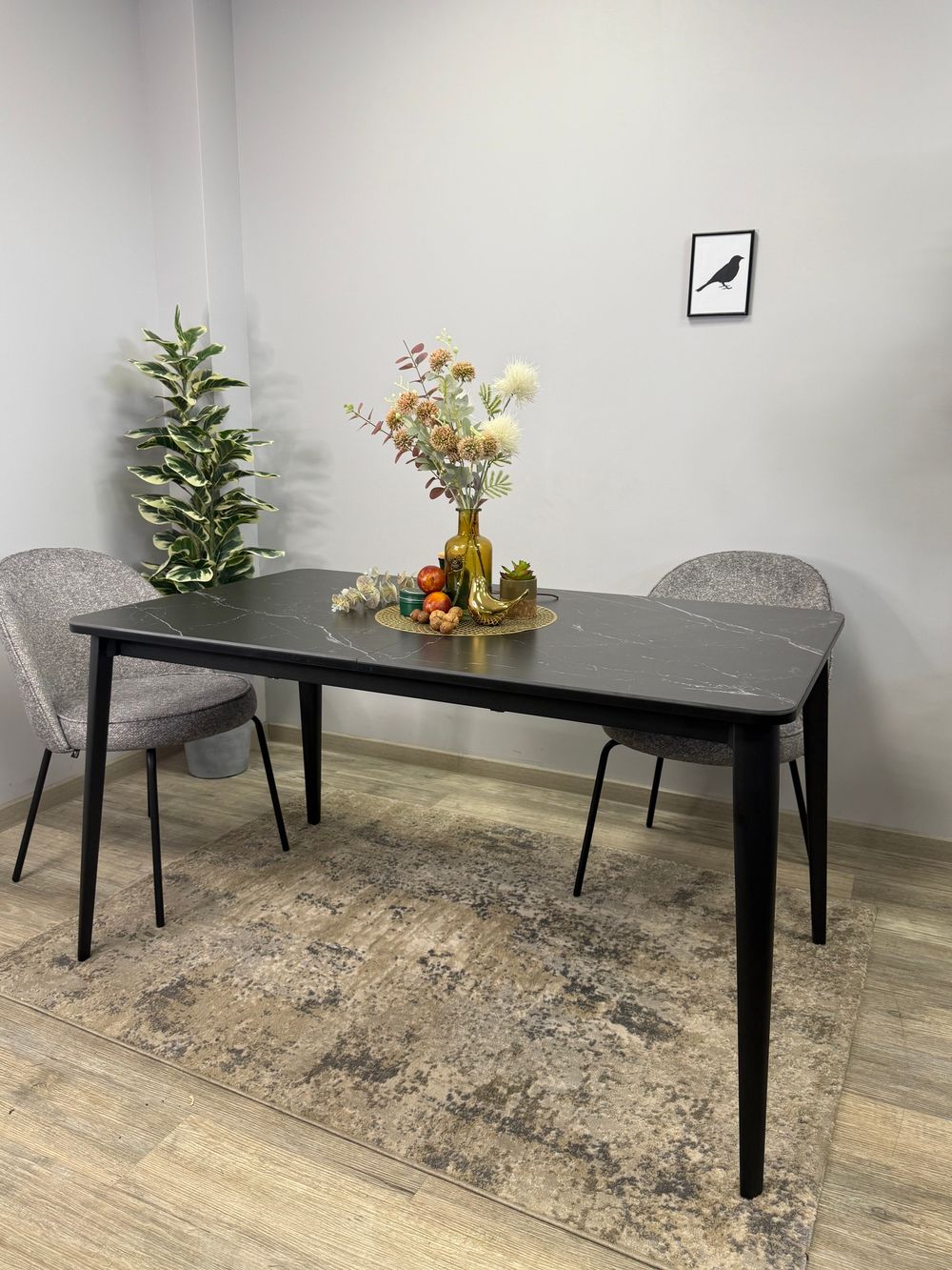 Стол KENNER KS1400 черный/керамика мрамор черный