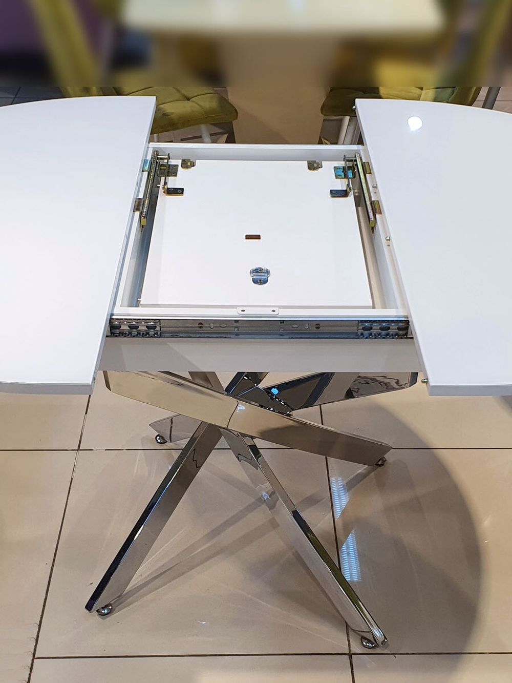 Стол KENNER R1100 хром/стекло белое глянец