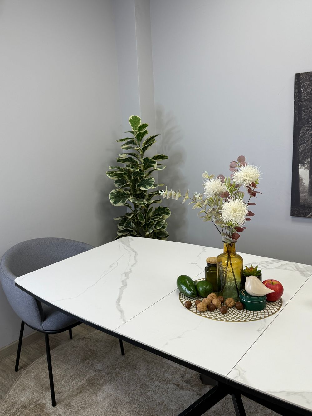 Стол Kenner BR1300, черный/керамика GLORIA WHITE