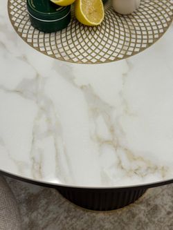 Стол Kenner LD900, черный/керамика мрамор белый глянец