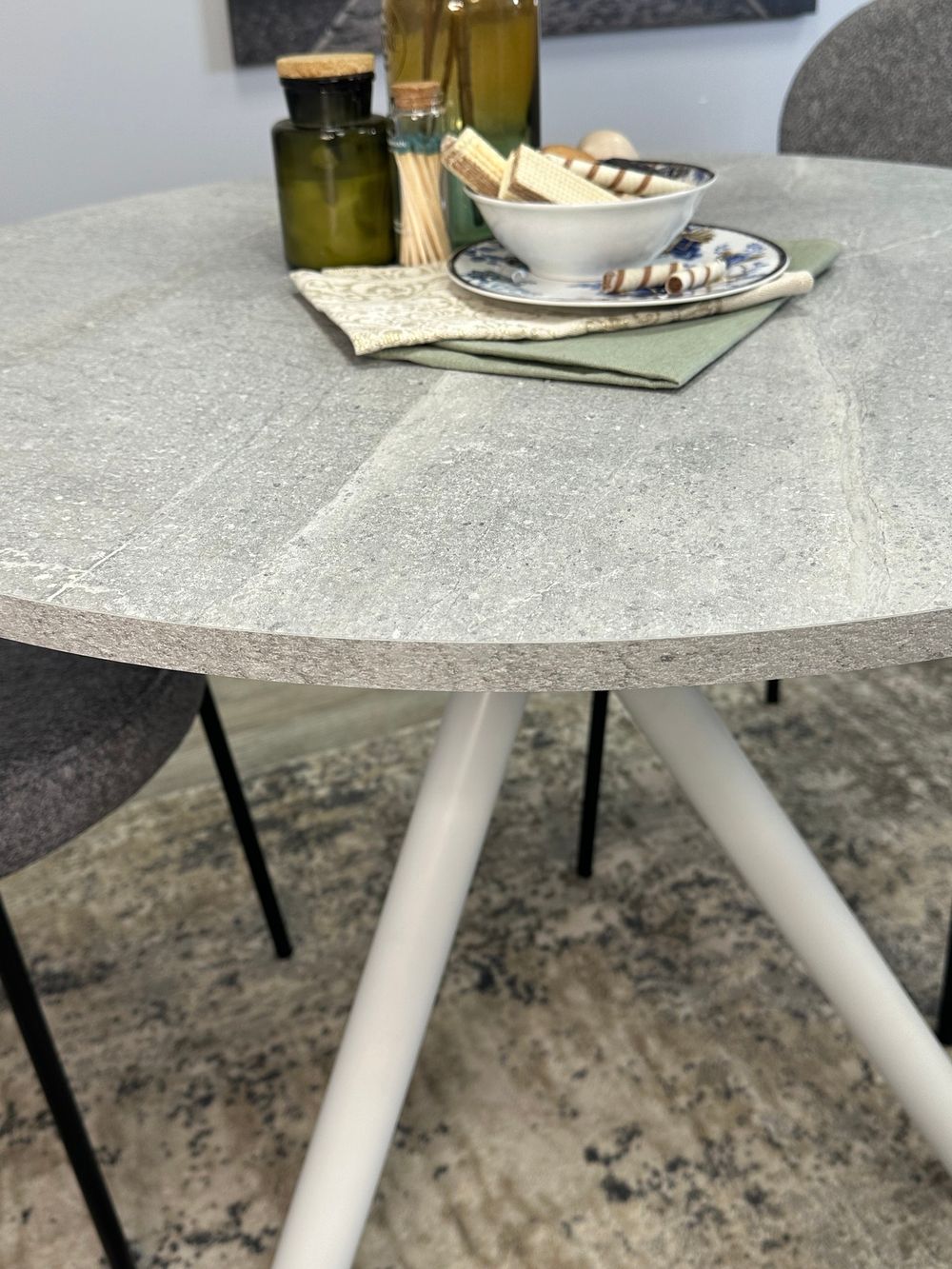 Стол KENNER RR900 белый/мрамор светло-серый