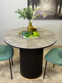 Стол Kenner LD900, черный/керамика мрамор серый глянец