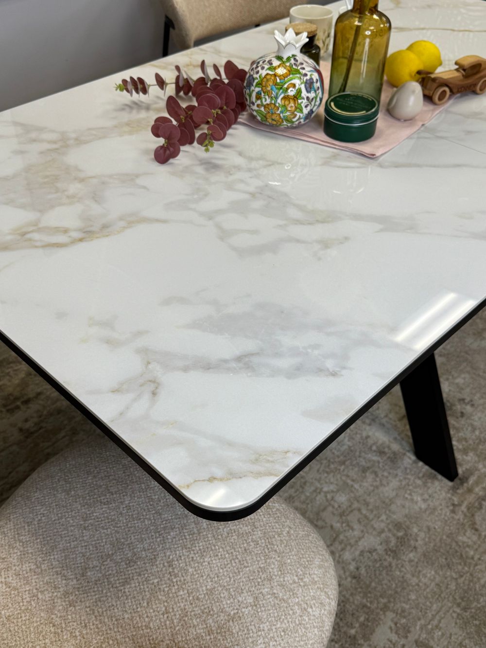 Стол DL1600 черный/керамика белая глянец