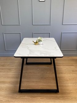 Стол KENNER AZ1200 черный/керамика мрамор белый