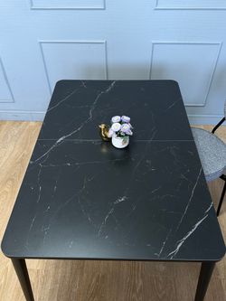 Стол KENNER KS1200 черный/керамика мрамор черный