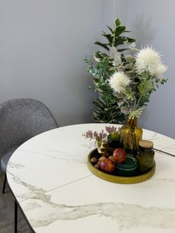 Стол KENNER DO1100 черный/керамика мрамор белый