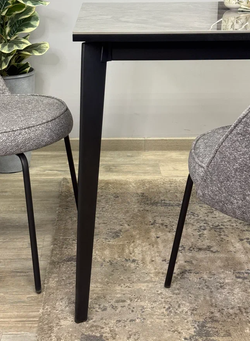 Стол KENNER KR1400 черный/керамика мрамор серый глянец