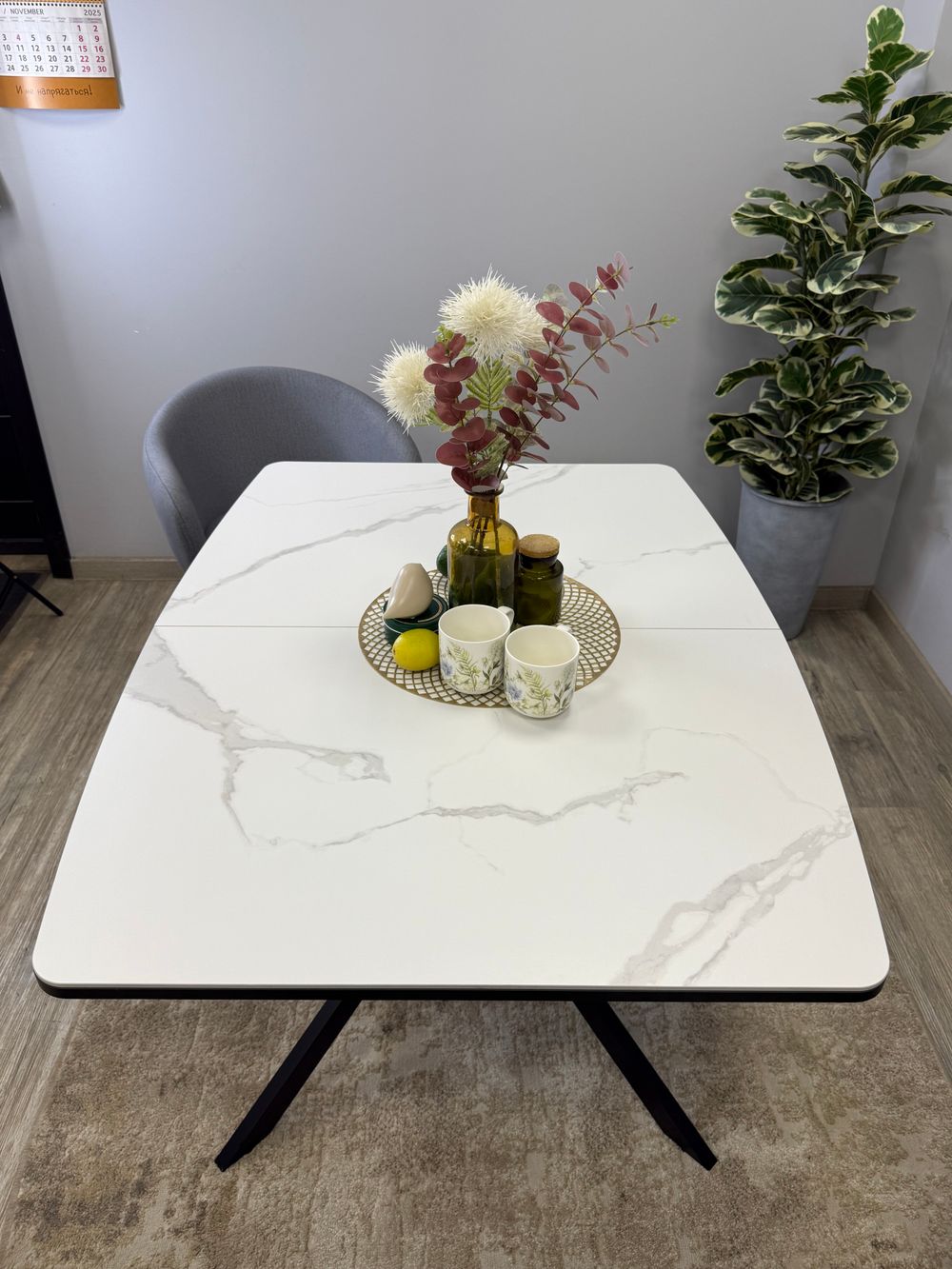 Стол KENNER BR1200 черный/керамика белая