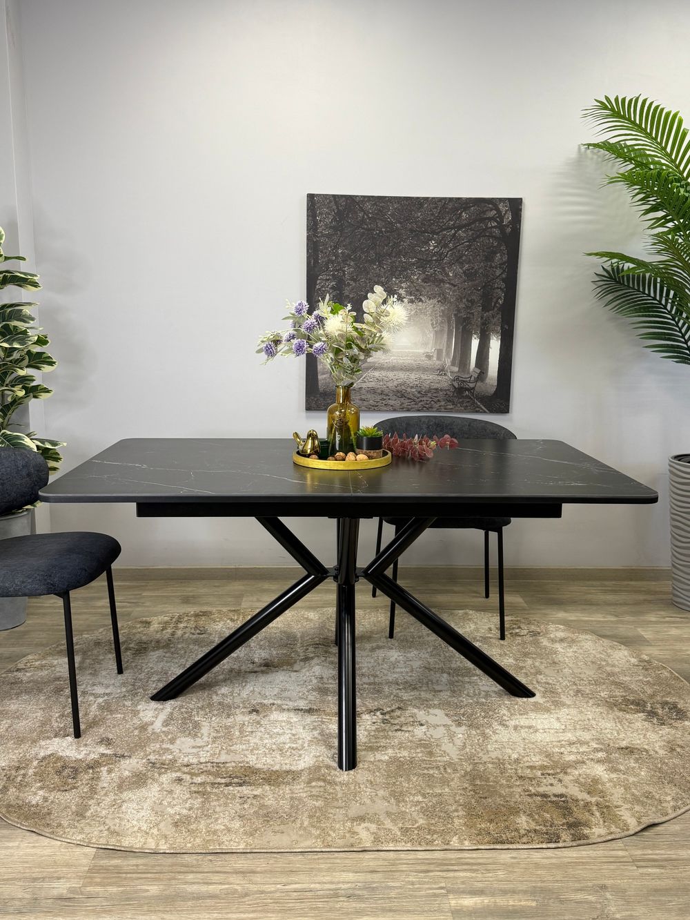 Стол KENNER DM1550 черный/керамика черная