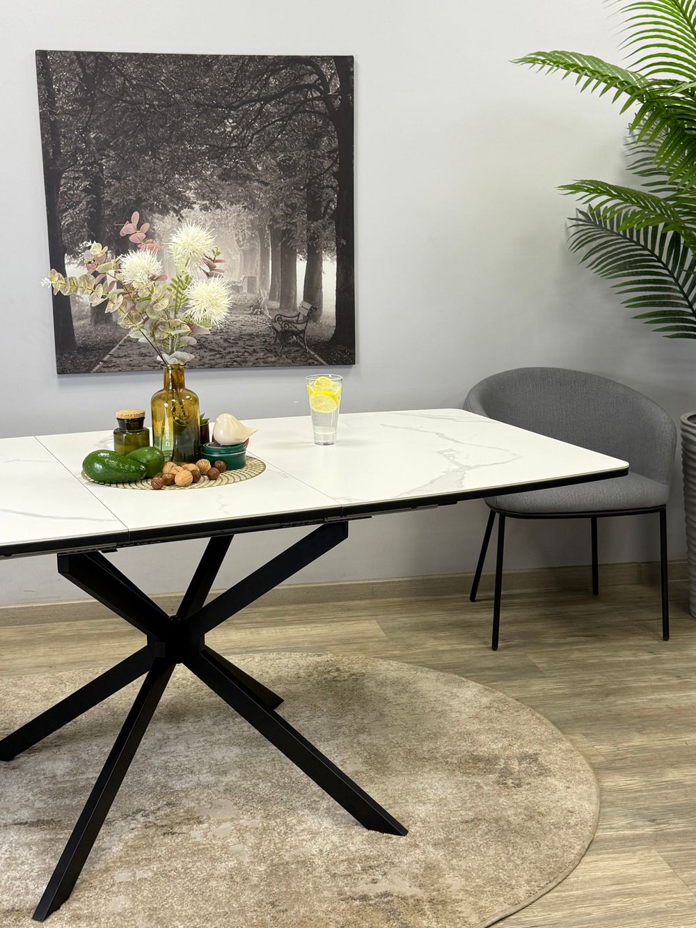 Стол Kenner BR1300, черный/керамика GLORIA WHITE