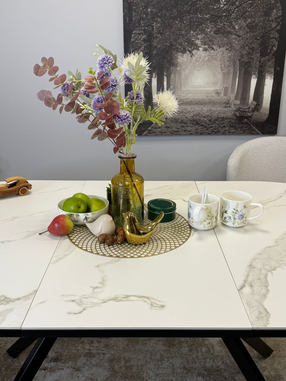 Стол KENNER DO1300 черный/керамика белая