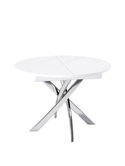 Стол KENNER R1100 хром/стекло белое глянец