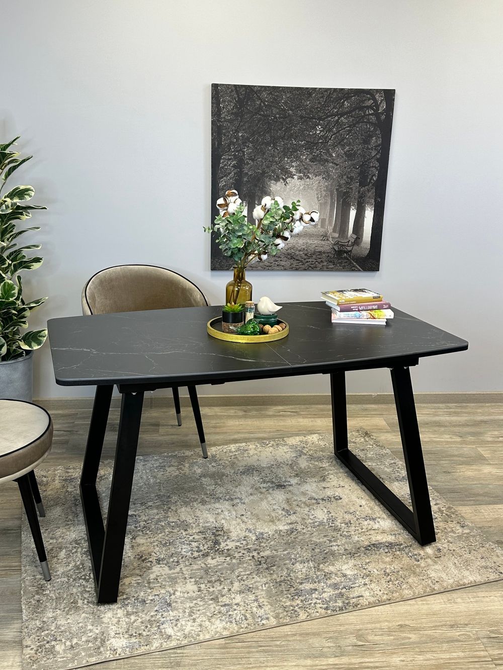 Стол KENNER AZ1400 черный/керамика черная