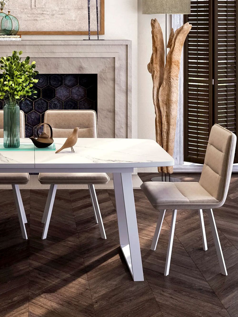 Стол KENNER AZ1200 белый/керамика мрамор белый