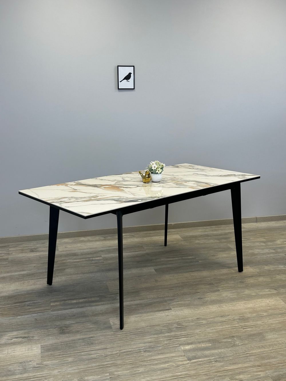 Стол KENNER KR1200 черный/керамика мрамор золотой глянец