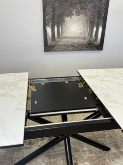 Стол KENNER DF1550 черный/керамика белая глянец