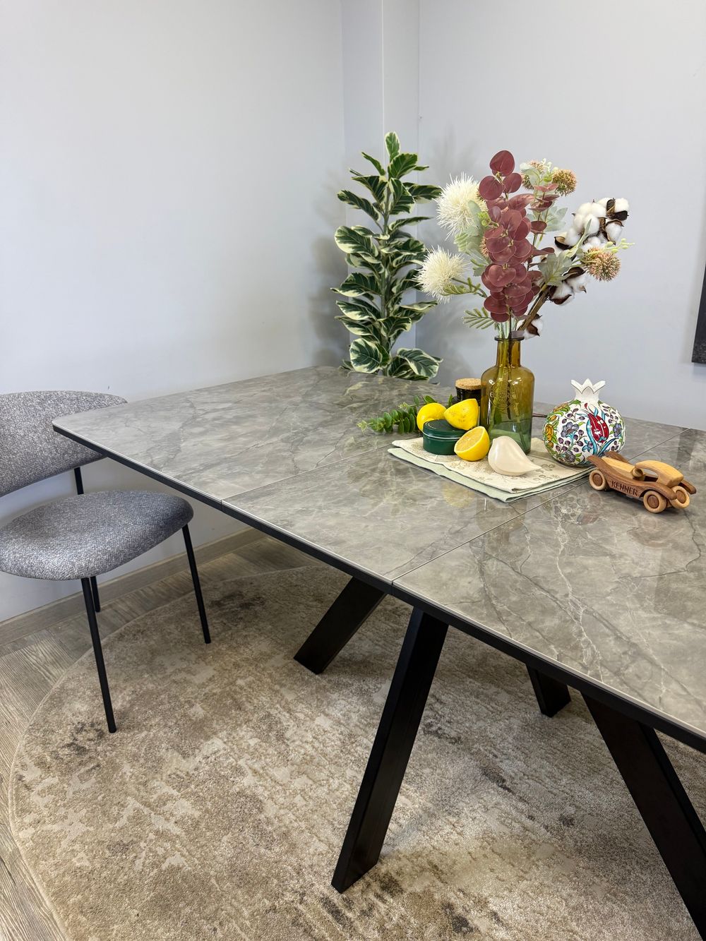 Стол DL1600 черный/керамика серая глянец