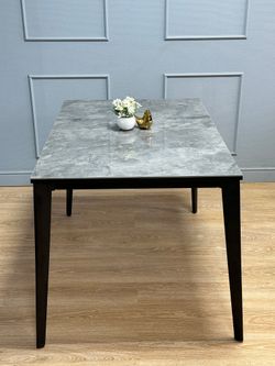 Стол KENNER KR1200 черный/керамика мрамор серый глянец