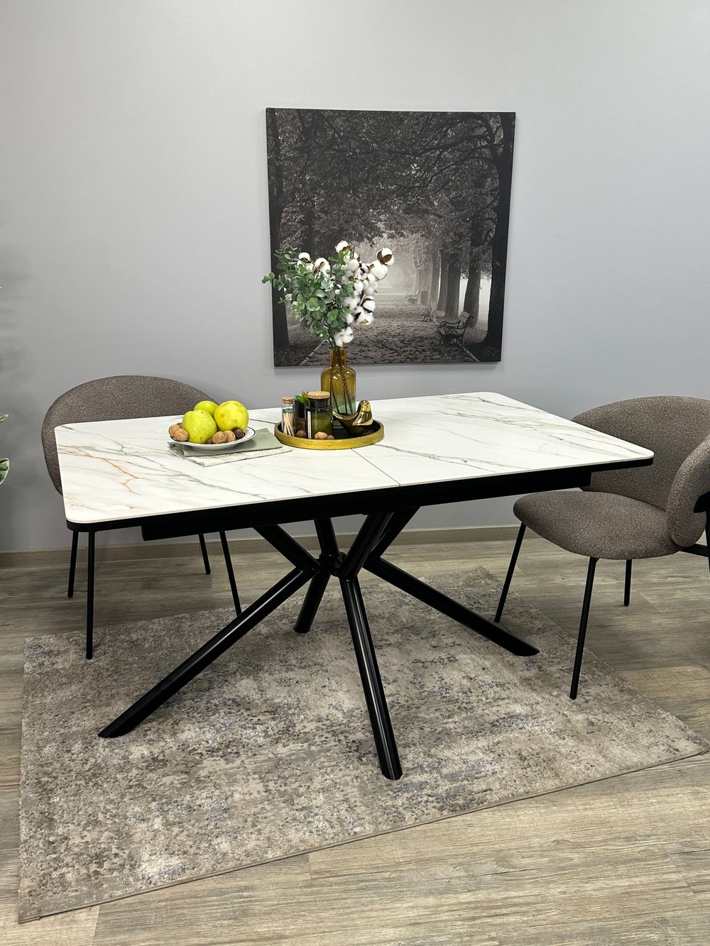 Стол KENNER DM1400 черный/керамика золотая