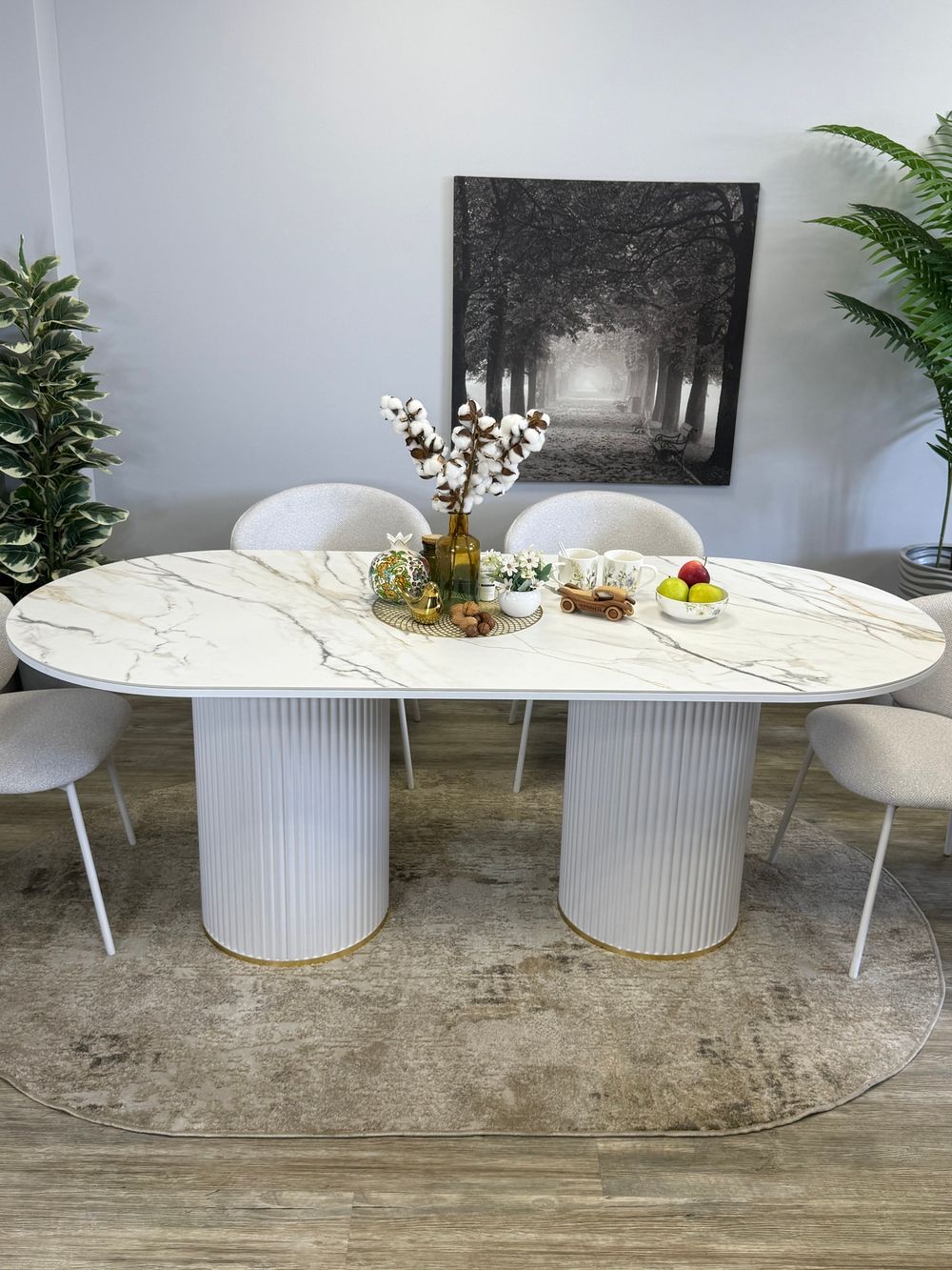 Стол KENNER LD2000 белый/керамика мрамор золотой