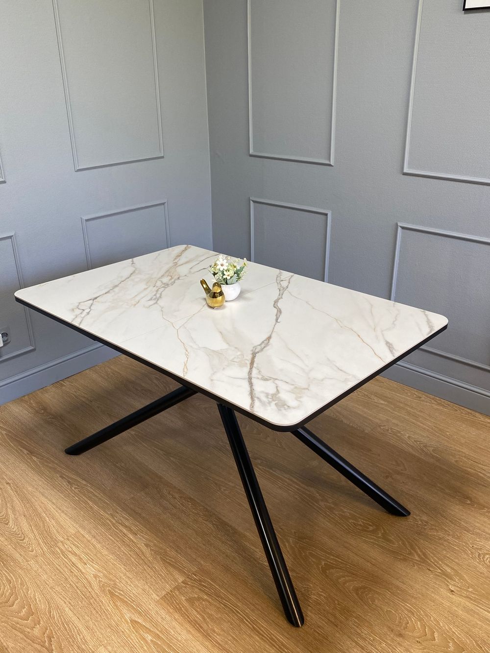 Стол KENNER DC1300 черный/керамика мрамор золотой