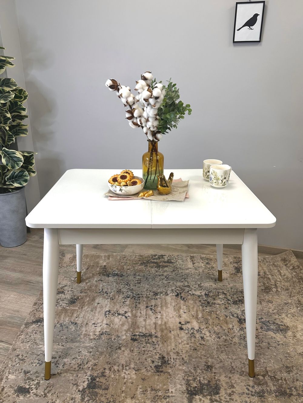 Стол KENNER 900K белый/стекло белое глянец