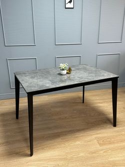 Стол KENNER KR1200 черный/керамика мрамор серый глянец