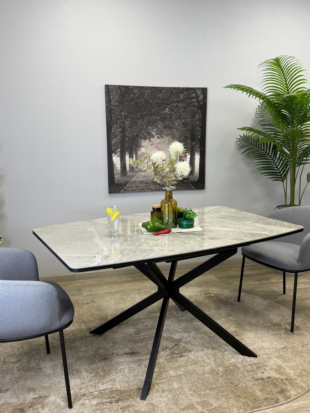 Стол KENNER BR1400 черный/керамика серая