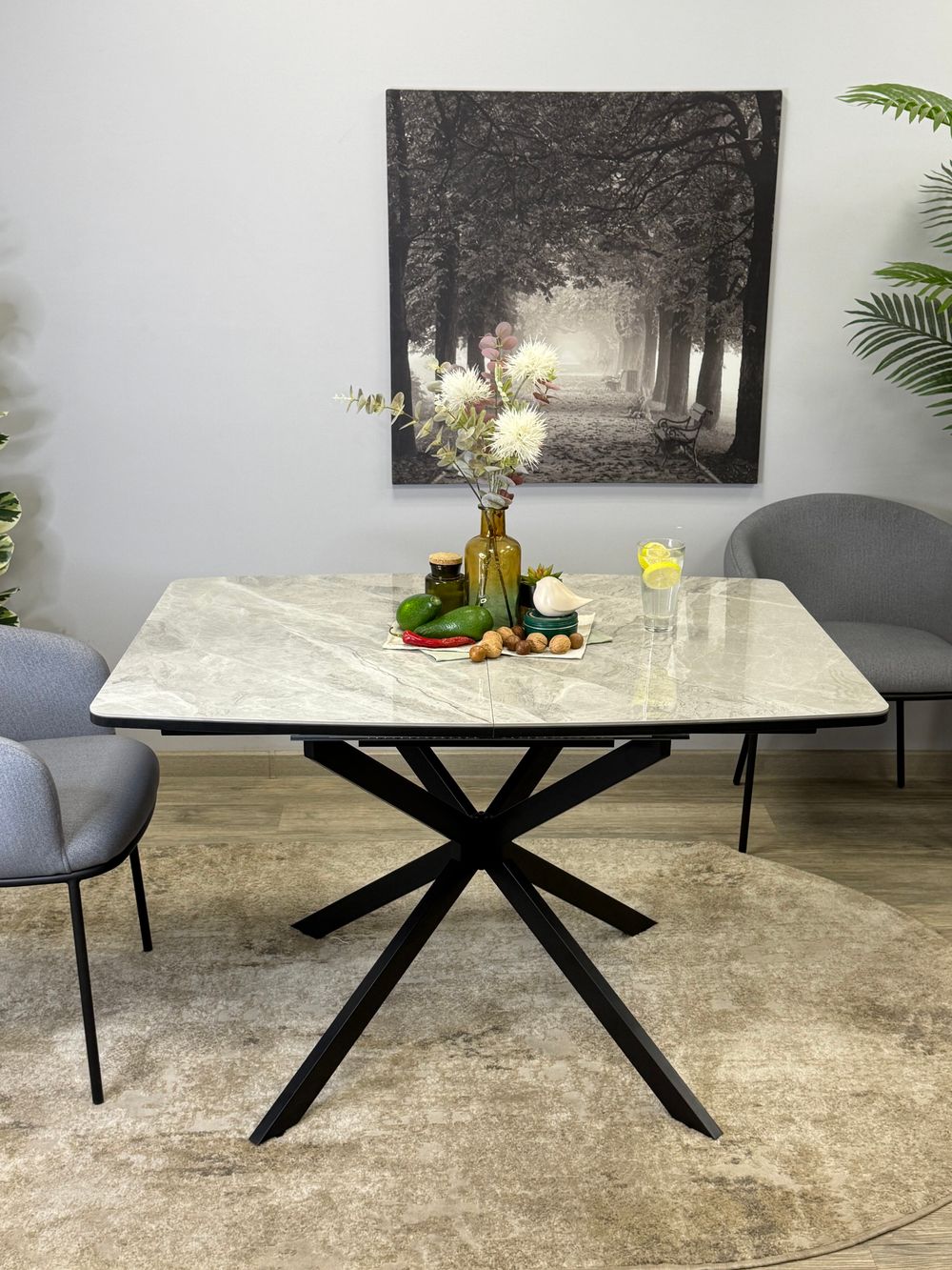 Стол Kenner BR1200, черный/керамика ITALIAN MIDDLE GRAY