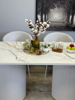 Стол KENNER LD2000 белый/керамика мрамор золотой