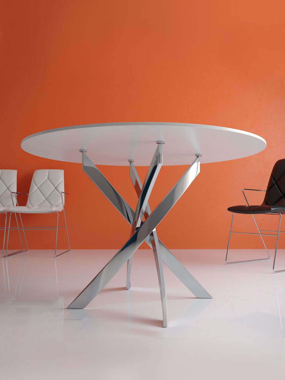 Стол KENNER R1000 хром/стекло белое глянец