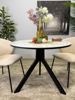 Стол KENNER RR900 черный/керамика мрамор белый глянец