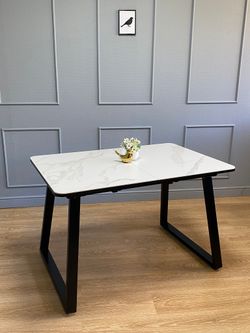 Стол KENNER AZ1200 черный/керамика мрамор белый