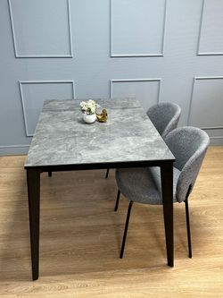 Стол KENNER KR1200 черный/керамика мрамор серый глянец