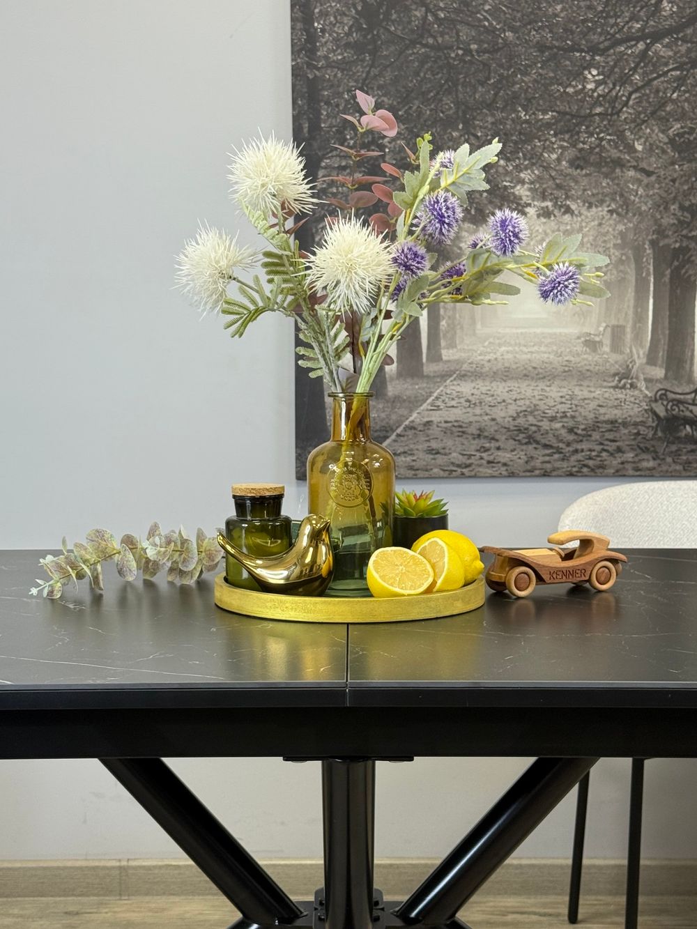 Стол KENNER DM1400 черный/керамика черная