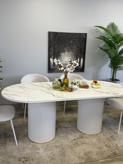 Стол KENNER LD2000 белый/керамика мрамор золотой