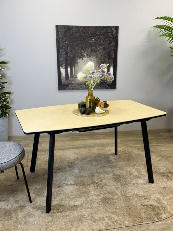 Стол KENNER AK1400 черный/керамика OKARA LIGHT YELLOW