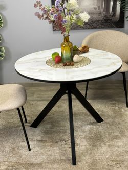 Стол KENNER RR900 черный/керамика мрамор белый глянец