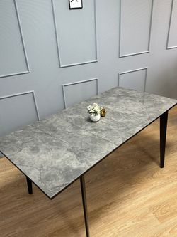 Стол KENNER KR1200 черный/керамика мрамор серый глянец