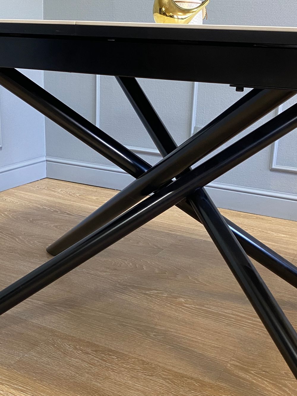 Стол KENNER DK1200 черный/керамика мрамор золотой