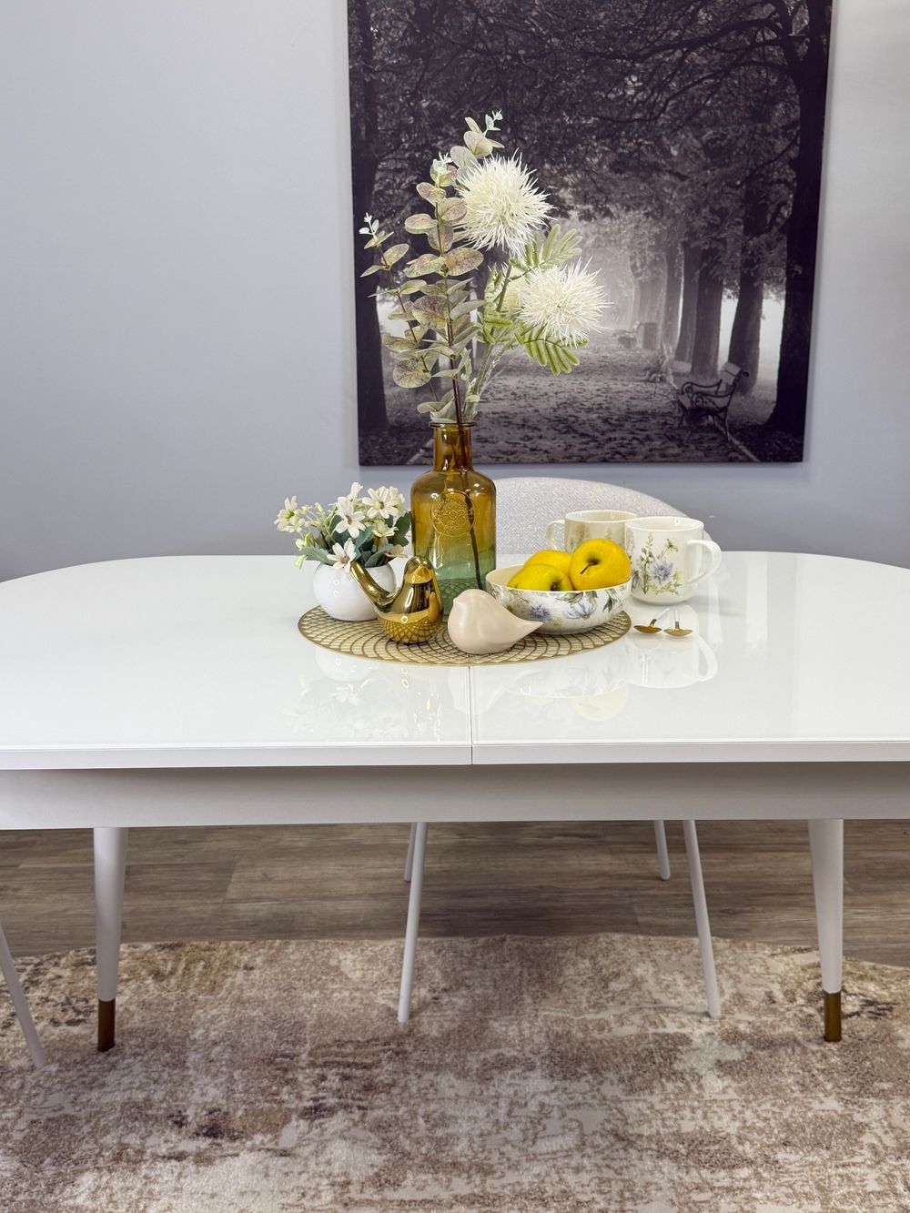 Стол KENNER 1300K белый/стекло белое глянец