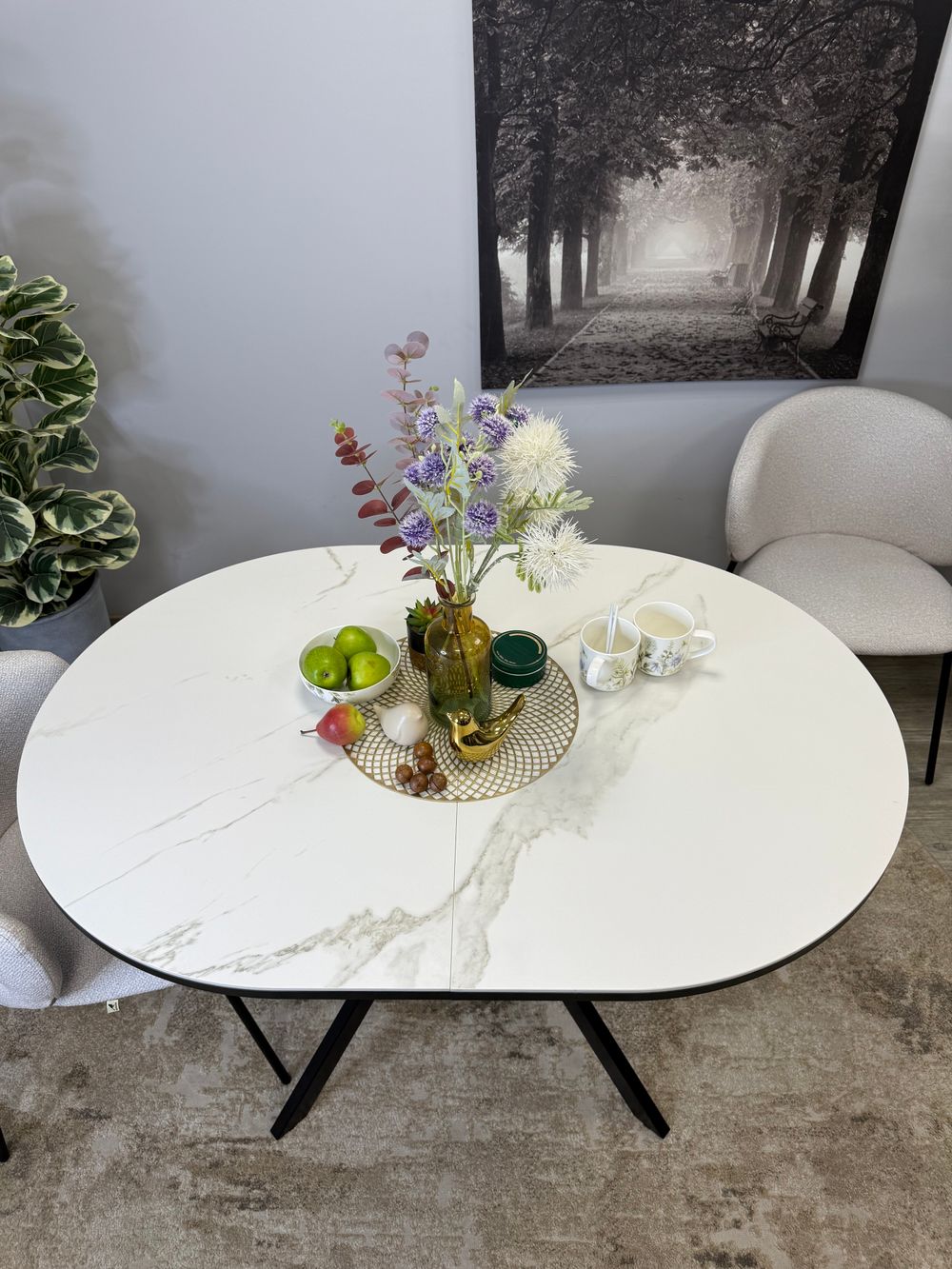 Стол KENNER DO1300 черный/керамика белая