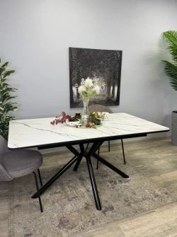 Стол KENNER DM1550 черный/керамика золотая