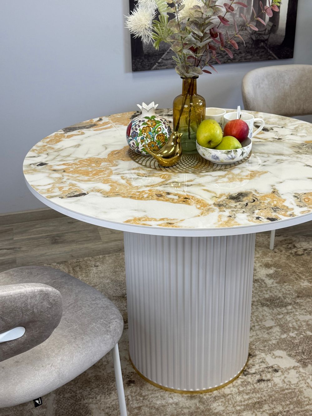 Стол KENNER LD1000 белый/керамика мрамор золотой глянец