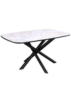 Стол DF1250 черный/керамика белая глянец